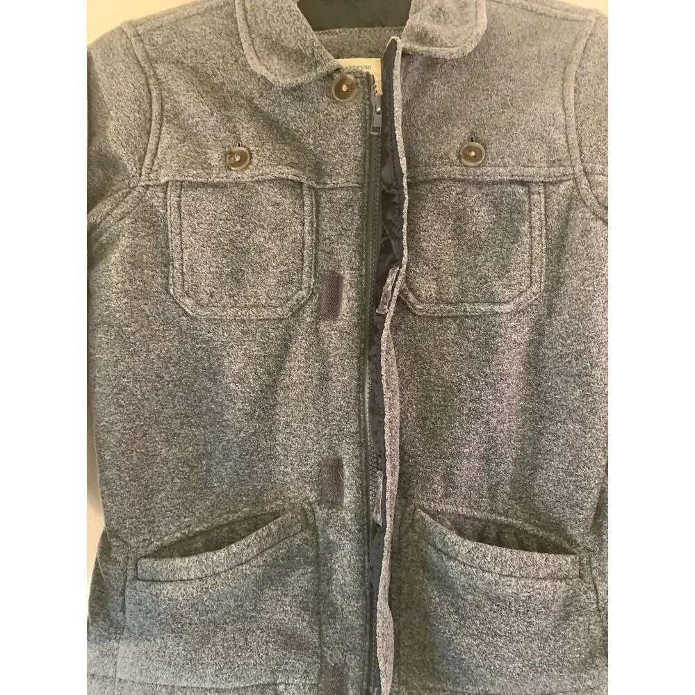LANDS' END Boy’s Gray Fleece Zip Up Jacket / Size: Large 7